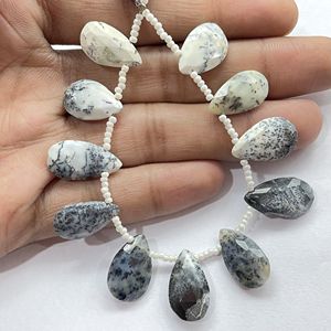 Cuentas briolette con forma de pera facetadas de ópalo dendrita de piedras preciosas naturales de alta calidad para la fabricación de joyas - Product Image 4