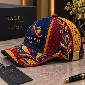 Casquette Snapback Homme SALEH Broderie Florale Ethnique Vintage Maille Respirante Réglable 100% Coton Imperméable Décontractée pour Mariage - Product Image 5