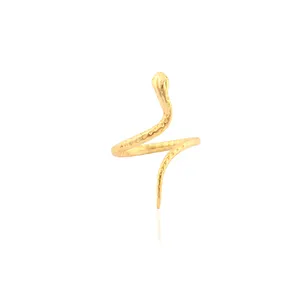Boho snake jewelry ring plain gold snake style open serpent band adjustable ring solid brass gold plated animal ring for unisex