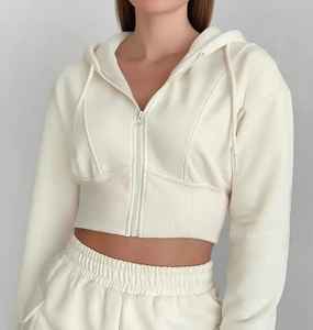 Ensemble de survêtement court pour femmes avec logo personnalisé, 2 pièces, motif uni, sweat-shirts et shorts, ensembles de jogging - Product Image 3