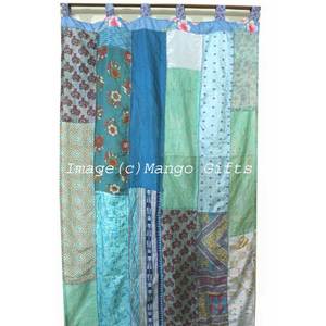 Cortinas y Cenefas Bohemias Chic de Seda India Reciclada con Parches de Sari, Estilo Boho Gypsy - Product Image 6