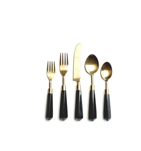 Tenedor de latón, cuchara, regalo de negocios de boda, cubiertos, cuchillo, tenedor, cuchara, juego de cubiertos con mango de acrílico a la venta - Product Image 2