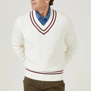 เสื้อสเวตเตอร์ถักไหมพรมสำหรับผู้ชายเสื้อคริกเก็ต100% กันเป็นขนแกะสินค้าใหม่2025 - Product Image 3