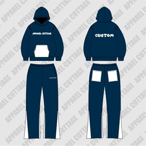 OEM Ensemble de jogging deux pièces décontracté pour hommes, survêtement respirant imprimé, beige blanc, pantalon évasé, sweat à capuche, grande taille - Product Image 5