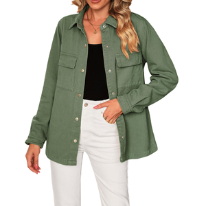 Chemise en jean pour femme, style technique brodé, délavée, col rabattu, ample, respirante, manches longues, chemise en jean pour femme - Product Image 4