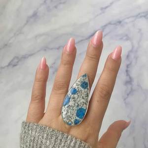 Bague de fiançailles à la main en argent sterling 925 avec cabochon de jaspe K2 en argent fin pour cadeau de mariage - Product Image 2