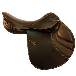 Selle de cheval de course ou d'entraînement anglais de haute qualité en cuir confortable et durable avec arbre en plastique - Product Image 1