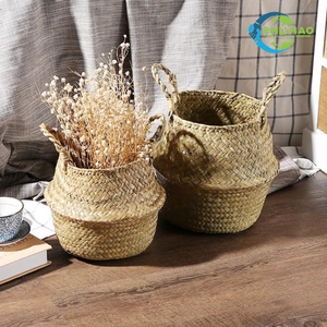 Versatile SEAGRASS BELLY <b>BASKETS</b> <b>Foldable</b> and Decorative Straw <b>Basket</b> for Living Room, Bedroom, <b>Laundry</b>, and More - Product Image 5