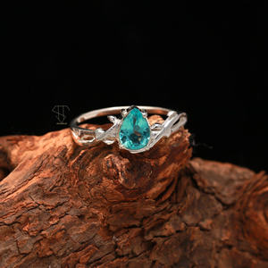 Apatite Gemstone Poire Forme Faceted Cut 925 Sterling Silver Prong Setting Ring Bague en argent Fine Jewelry Blue Color Ring - Product Image 2