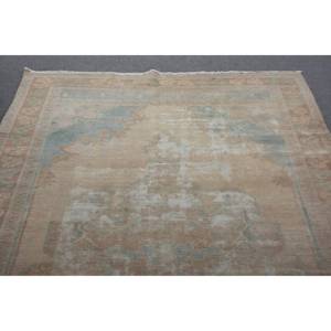 Vintage 5 X 11.5ft Beige Bleu Laine Tapis À La Main Turc Grande Zone Abstraite Zone Latex Couloir Rectangulaire pour La Décoration De La Chambre - Product Image 4