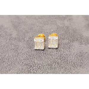 SE-1049 Diamond <b>Stud</b> Earrings <b>Emerald</b> Cut Geometric Design - Product Image 1