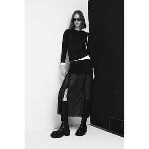 Jupe longue en élasthanne à volants en maille pour filles, taille plus, décontractée, en mousseline, taille naturelle, maxi, hiver - Product Image 2