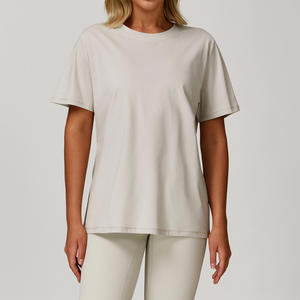T-shirt de sport décontracté pour femmes tendance, à séchage rapide, pour la course à pied en plein air, la salle de sport, respirant, polyvalent, manches courtes, col rond, coupe ample - Product Image 3