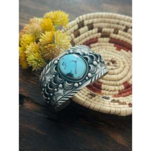 Bracelet manchette tendance en turquoise Blue Ridge et argent sterling Mark Yazzie - Product Image 3