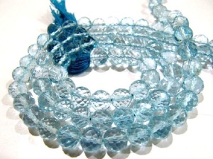 Cuentas redondas facetadas de Topacio azul natural, cuentas de piedras preciosas de Topacio Azul genuino, hebra de piedras preciosas BT de 5-6mm de tamaño, cuentas largas de 5 pulgadas - Product Image 3