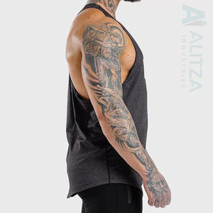 Gimnasio desgaste Crop Stringer para hombres sin mangas tanque Muscle Fit entrenamiento culturismo Atlético Fitness chaleco - Product Image 5