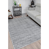 Tapis de salon Elmina F0282 moderne à poils moyens, anti-allergique, base tissée, blanc et gris clair, ensemble de tapis pour couloir