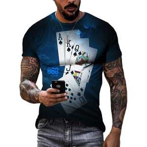 T-shirt drôle pour hommes impression 3D cartes de poker t-shirt pour hommes décontracté à manches courtes Streetwear hommes vêtements - Product Image 1
