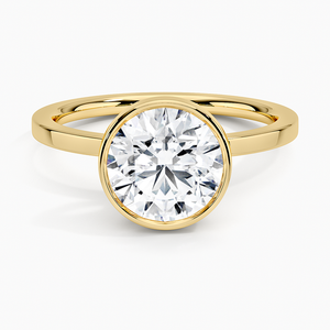 Estilo moderno 1ct Lab Grown Diamond Round Cut 14K Oro sólido Noemi Bisel Solitario Anillo de joyería de compromiso para hombres y mujeres - Product Image 1