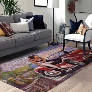 Tapis avec peinture de voiture rouge pour fille, tapis pour femme, tapis cadeau pour amoureux des chats, tapis en velours de luxe - Product Image 2