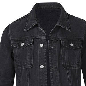 Ventes en gros de vestes en jean noires personnalisées avec logo, vestes en jean en coton uni pour hommes, vestes en denim pour hommes, vente en ligne. - Product Image 4