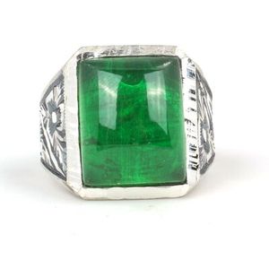 925 Sterling Silver Men's <b>Ring</b> with Rose Gold Plated Trendy Bezel Setting Oval Cut Pressed Amber Green Stone Perfect Gift - Product Image 4