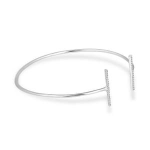 NOVAMART Fine Silverings 925 Sterling Silver Adjustable <b>Mirror</b> Talk Bracelet <b>Crystal</b> Bangle Wholesale Export - Product Image 4