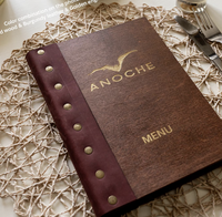 Cubierta de menú de madera A4 de alta calidad, carpeta de menú de café duradera, libro, soporte de menú de calidad de cuero PU para restaurante, Bar, suministros de Hotel