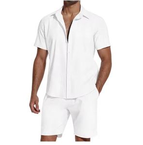 Ensemble short décontracté pour homme Haut à manches courtes d'été et short de survêtement pour homme Ensembles de chemises avec logo personnalisé - Product Image 6