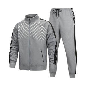 Ensemble de sports d'hiver décontractés pour hommes Vêtements de sport imprimés Survêtement chaud à fermeture éclair pour l'entraînement, le fitness et le confort au quotidien - Product Image 3