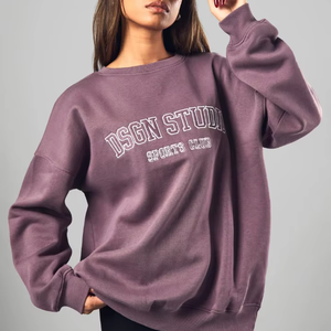 Sweat-shirt ample en maille décontracté pour femme, nouvelle mode, coupe ample, coupe-vent, écologique, avec logo brodé sur le devant, pour l'hiver - Product Image 4