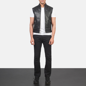 Gilet en cuir véritable pour homme, décontracté, classique, motard, durable, respirant, élégant, sans manches, veste de moto, vêtement d'extérieur - Product Image 3