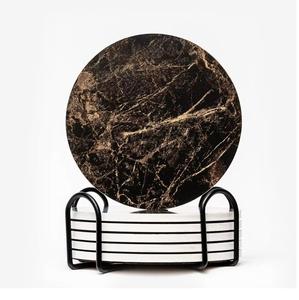 Posavasos de resina hexagonal marrón de mármol ligero estilo religioso ecológico para bebidas frías alta venta India suministro mundial - Product Image 1