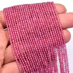 Cuentas de piedras preciosas redondas microfacetadas de turmalina Rosa natural, cuentas de turmalina sueltas de 3mm para joyería a precio de fábrica al por mayor - Product Image 3