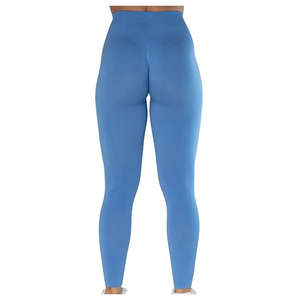 Women's High Waist Blue Seamless Yoga Pants Four-Way Stretch Spandex <b>Gym</b> Workout Tights Comfortable Athletic Activewear Simple - Product Image 3