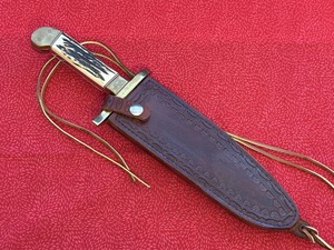 Cuchillo Bowie hecho a mano mango de cuerno cuchillo de supervivencia hoja de acero inoxidable Funda de cuero genuino cuchillo especial. - Product Image 6