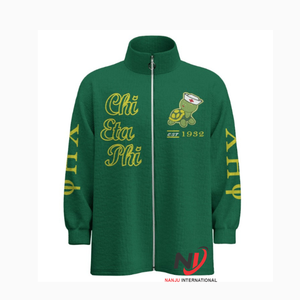 Chaqueta de béisbol personalizada estilo tortuga Chi Eta Phi | Ropa de abrigo de hermandad de estilo universitario con letras griegas bordadas | MOQ 10 - Product Image 1