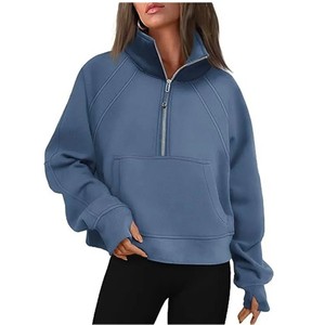 Yoga demi-fermeture éclair à capuche veste pull de créateur femmes entraînement Sport manteau Fitness vêtements de sport haut solide fermeture éclair sweat - Product Image 3