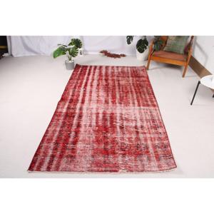 4.3x7.3 ft Rug, Vintage Turkish Rug, <b>Red</b> <b>Wool</b> Rug - Product Image 1