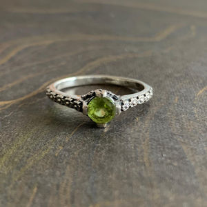 <b>Dainty</b> Statement Peridot <b>Ring</b> (2.0 Grams) Adjustable Size Gemstone <b>Ring</b> with Invisible Setting for Everyday Wear - Product Image 1