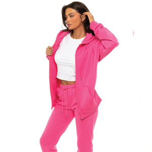 Ensemble deux pièces pour femme, sweat-shirt de jogging décontracté d'hiver, broderie personnalisée, respirant, 100% coton biologique, motif uni, à capuche - Product Image 5