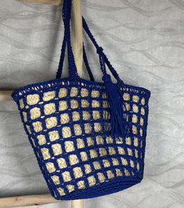 Bolso de paja marroquí tejido a mano con ganchillo colorido | Bolsa de playa y mercado personalizable | Estilo de cesta francesa Bohemia - Product Image 6