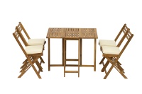 Ensemble bistrot vietnamien en gros KT-SET 01 5 pièces, table pliante en polyester/coton, coussins de siège de jardin, oreillers lombaires personnalisables