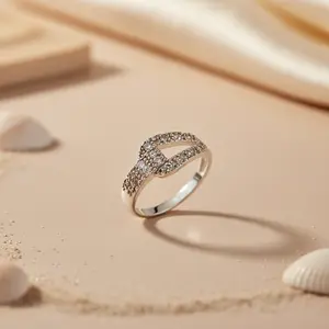 14K Vergoldeter 925 Silber Zirkonia-Ring Smaragdschliff Diamant Geometrisches Muster Romantischer Stil für Versprechensgeschenk für Frauen - Product Image 3