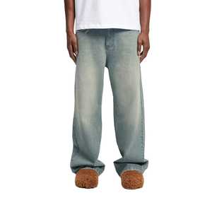 กางเกงยีนส์ขาบานของผู้ชายวินเทจฟอกสีอ่อนออกแบบได้ตามต้องการ - Product Image 4