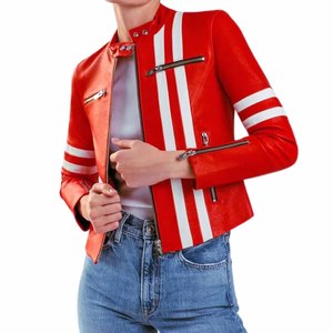 Blank Cowhide Leather USA Fashionable Blank Street Style Ladies Leather <b>Jacket</b> - Product Image 3