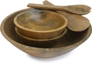 Fairwood Way extra large bol à salade en bois de manguier rustique de 15 pouces avec serveurs comprenant des couverts à salade en bois - Product Image 2