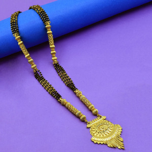 Wholesale 24K Micro Gold Long Forming Pendant Mangalsutra, Indian <b>Wedding</b> Jewelry, 24K Micro Gold Filled Traditional Mangalsutra - Product Image 3