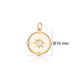 Brújula diseño redondo encanto CZ piedra al por mayor 925 plata esterlina turco joyería hecha a mano - Product Image 2