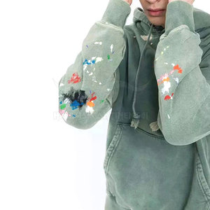 2024 conception personnalisée sweat à capuche en détresse pour hommes léger motif solide teint uni polyester/coton polaire pour l'hiver col à capuche - Product Image 6